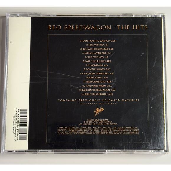 REO Speedwagon – The Hits CD (1988, Epic EK 44202) Greatest Hits Compilation - Picture 2 of 7